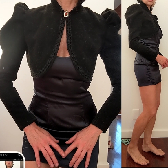 Wednesday addams custom gothic puff sleeve black capelet shrug xs - Picture 3 of 9